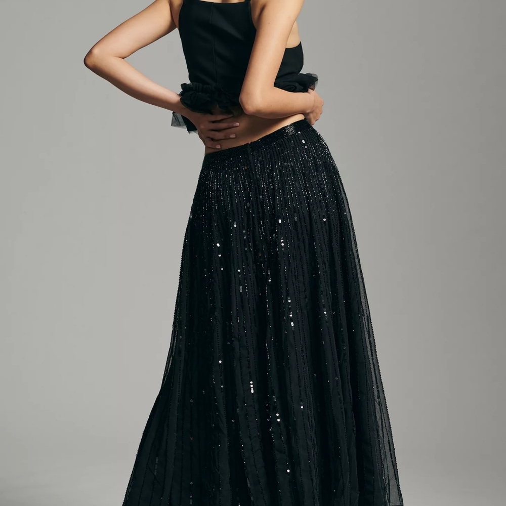 Mac Duggal A-Line Sequin Skirt Medium